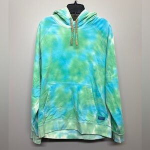 Scotch & Soda Green and Blue Tie Dye Front Pocket Hoodie SIZE M